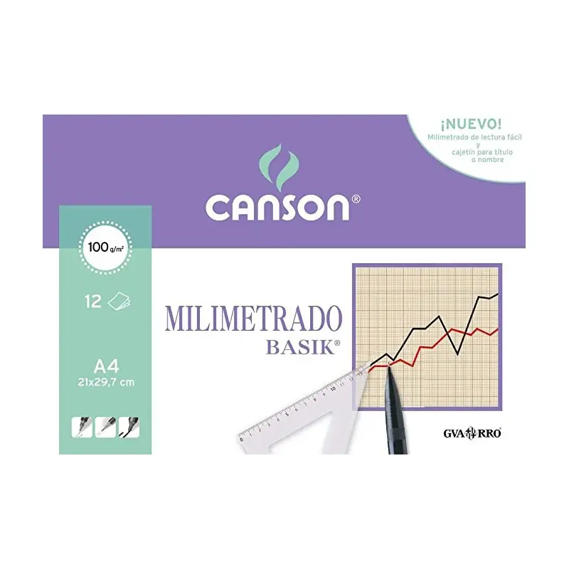 Paper Mil·limetrat  Canson A4 100g 12f.