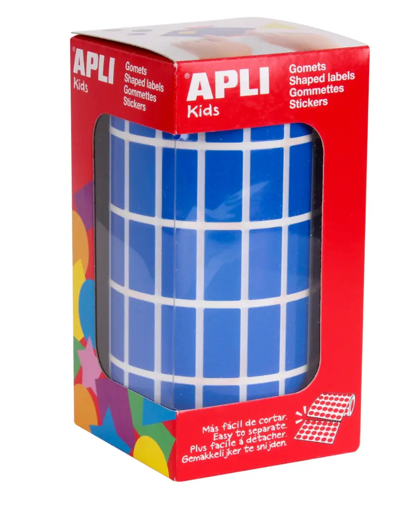 Rotllo Gomets Apli Rectangular 20x10mm Blau